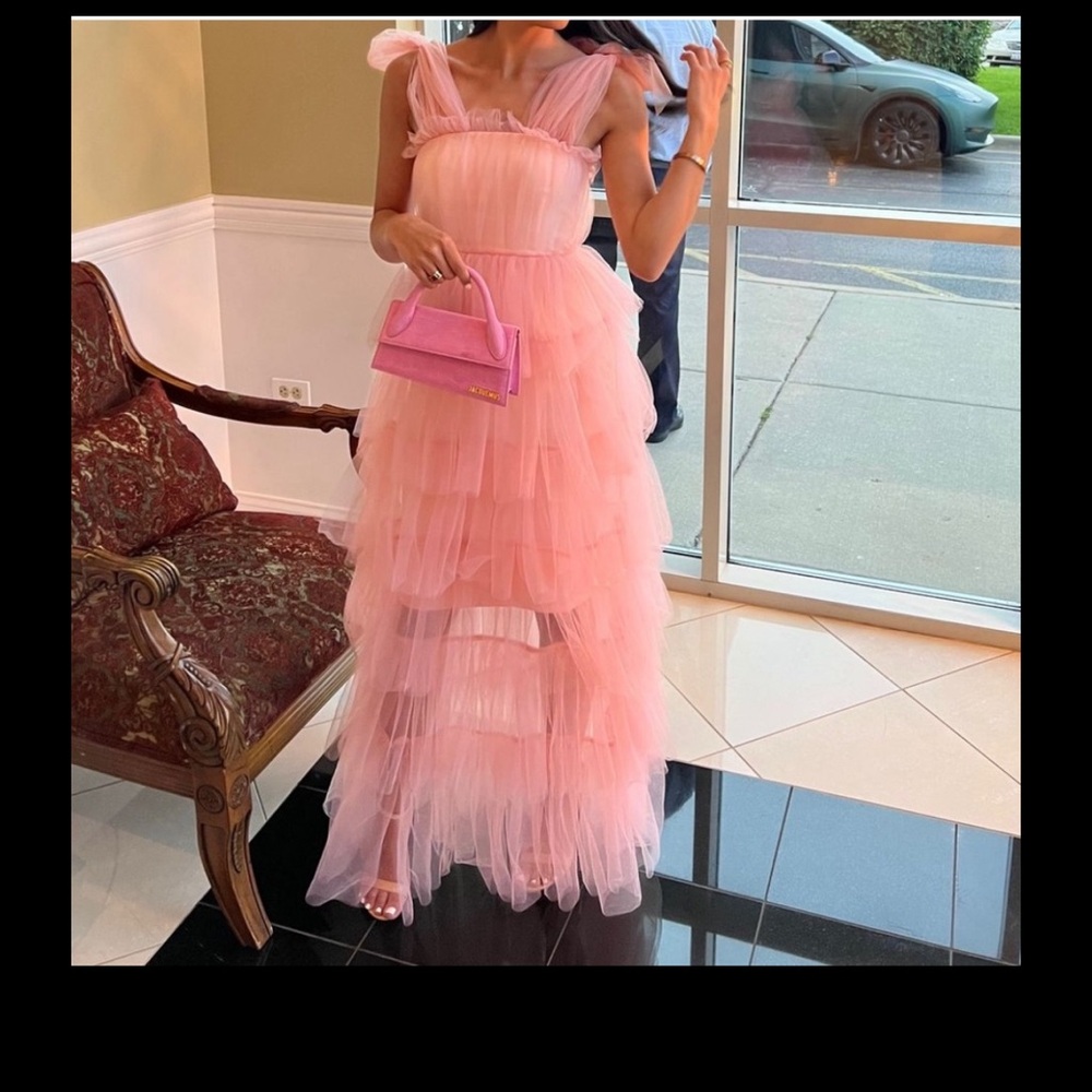 Lovers + Friends Pink Tiered Tulle Maxi Skirt